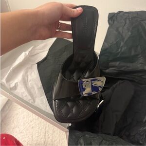 Burberry Black Mules with Silver Accent